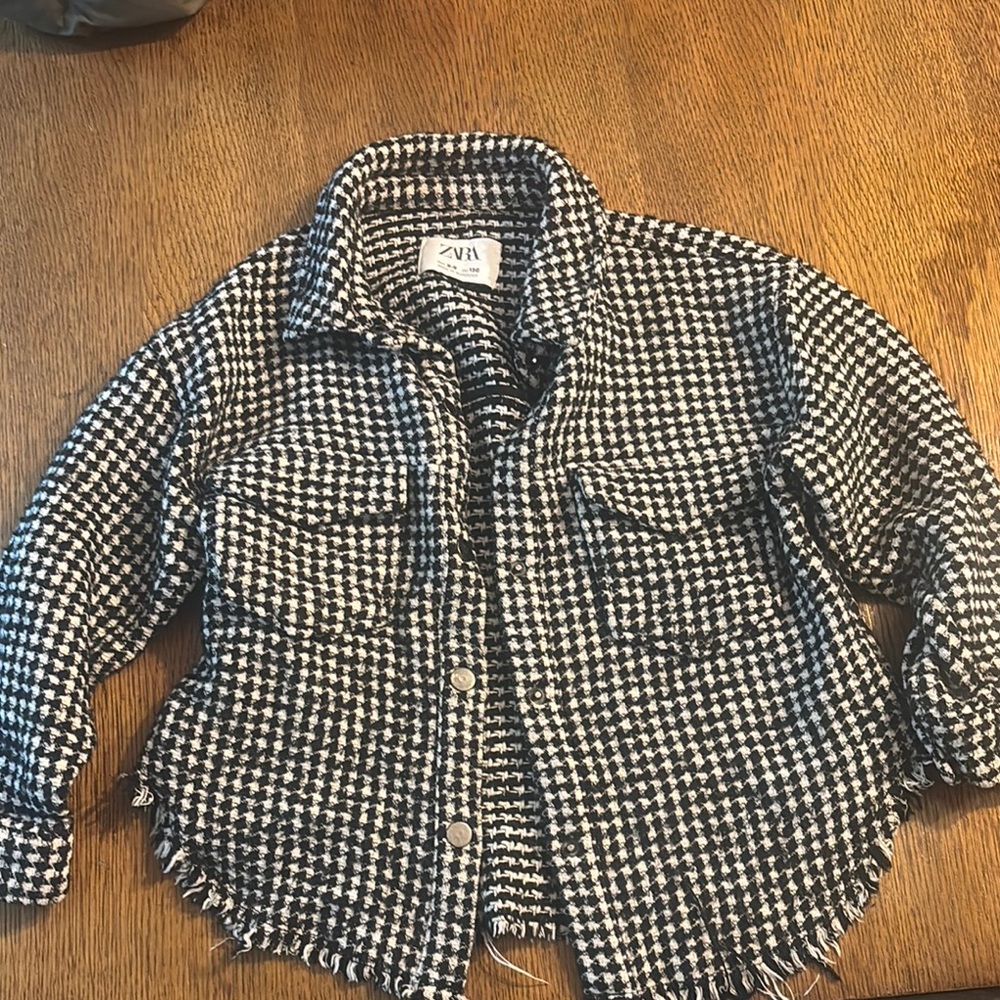 Zara Black and White Jean Jacket